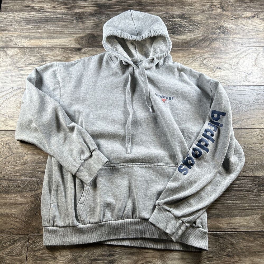 Birddogs Hoodie Womens Large Grey Fleece Sweatshirt Beach Relaxed Bird Logo‎